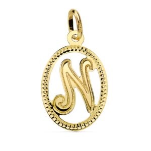 18K COLGANTE INICIAL LETRA N 21X14 MM