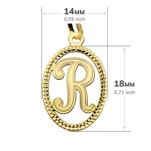 18K COLGANTE INICIAL LETRA R 21X14 MM - Imagen 2