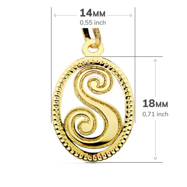 18K COLGANTE INICIAL LETRA S 21X14 MM - Imagen 2