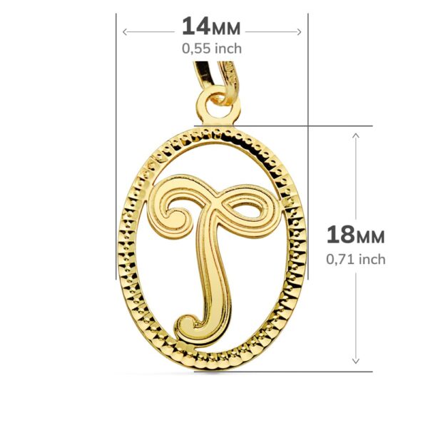 18K COLGANTE INICIAL LETRA T 21X14 MM - Imagen 2
