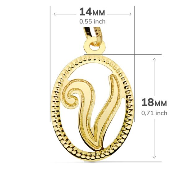 18K COLGANTE INICIAL LETRA V 21X14 MM - Imagen 2