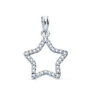 18K COLGANTE ORO BLANCO ESTRELLA CON CIRCONITAS 16X15 MM