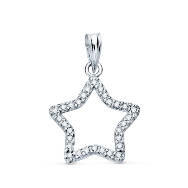 18K COLGANTE ORO BLANCO ESTRELLA CON CIRCONITAS 16X15 MM