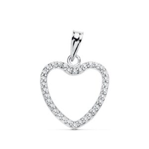 18K COLGANTE CORAZON ORO BLANCO CIRCONITAS 16X16 MM