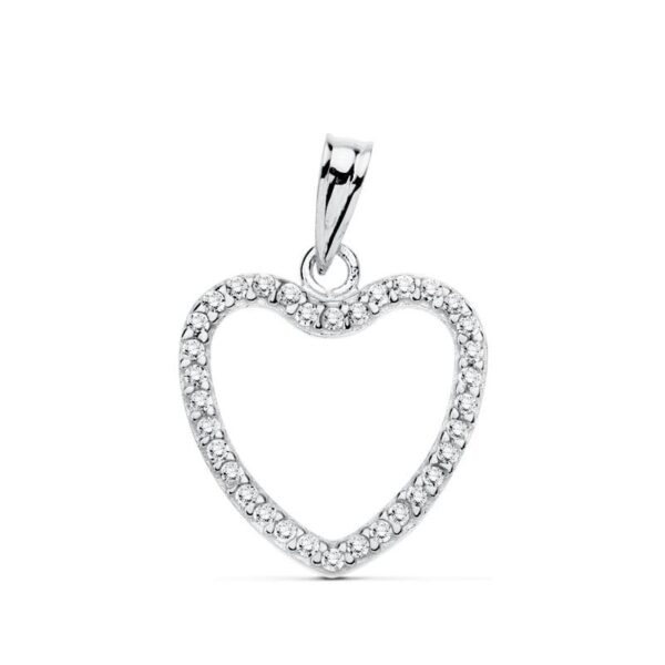 18K COLGANTE CORAZON ORO BLANCO CIRCONITAS 16X16 MM
