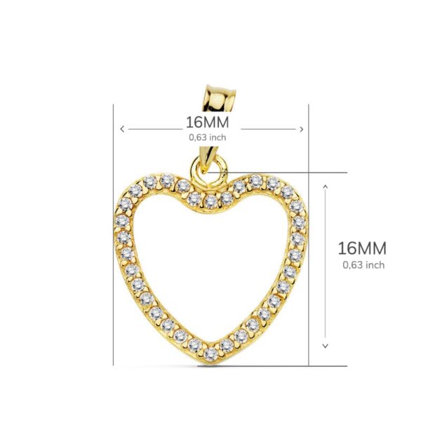 18K COLGANTE CORAZON CIRCONITAS 16X16 MM - Imagen 2
