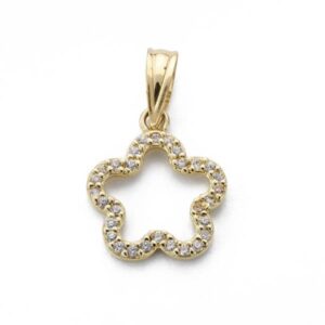 18K COLGANTE FLOR CIRCONITAS 14X12 MM