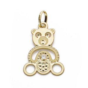 18K COLGANTE OSO CALADO CIRCONITA 19X13MM