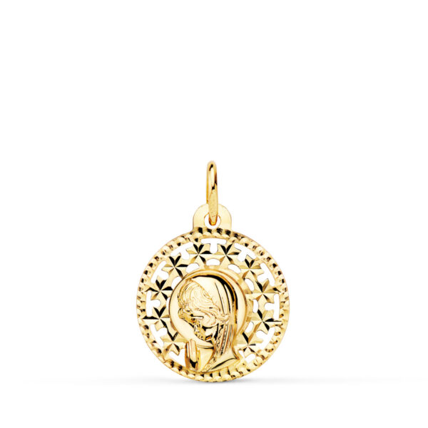 18K MEDALLA VIRGEN NIÑA CALADA 16MM