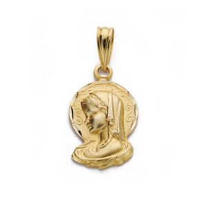 18K MEDALLA SILUETA VIRGEN NIÑA TALLADA 19X16 MM