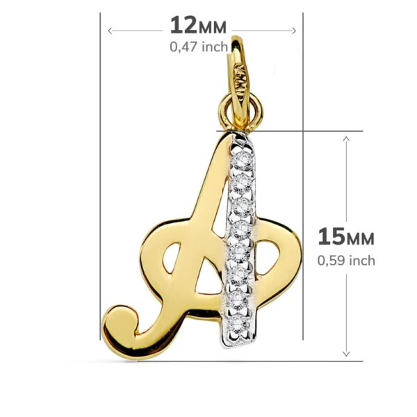 18K COLGANTE LETRA A CIRCONITAS 15X12 MM - Imagen 2