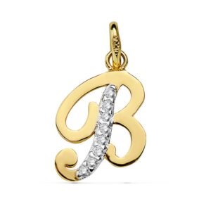18K COLGANTE LETRA B CIRCONITAS 13X10 MM