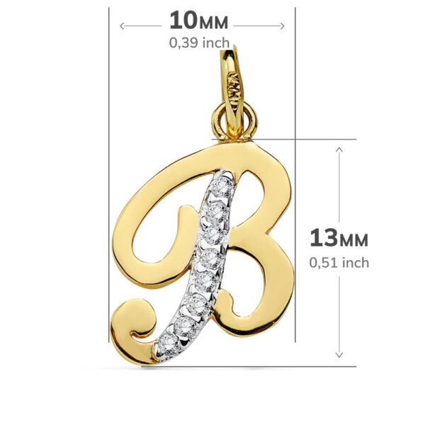 18K COLGANTE LETRA B CIRCONITAS 13X10 MM - Imagen 2