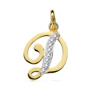 18K COLGANTE LETRA D CIRCONITAS 13X11 MM