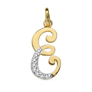 18K COLGANTE LETRA E CIRCONITAS 17X8 MM