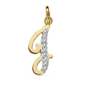 18K COLGANTE LETRA J CIRCONITAS 18X7 MM