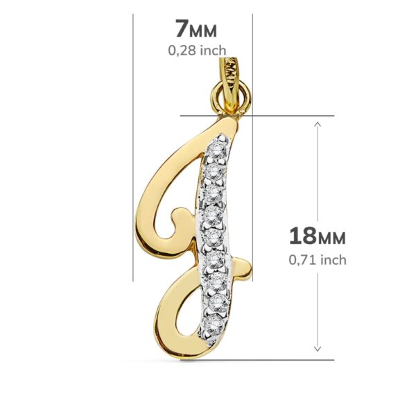 18K COLGANTE LETRA J CIRCONITAS 18X7 MM - Imagen 2