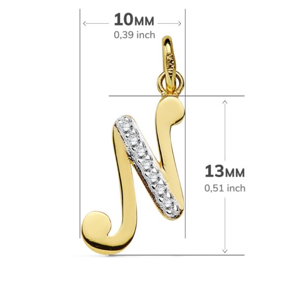 18K COLGANTE LETRA N CIRCONITAS 13X10 MM - Imagen 2