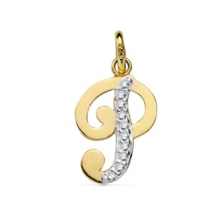 18K COLGANTE LETRA P CIRCONITAS 16X10 MM