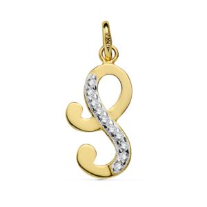 18K COLGANTE LETRA S CIRCONITAS 17X9 MM