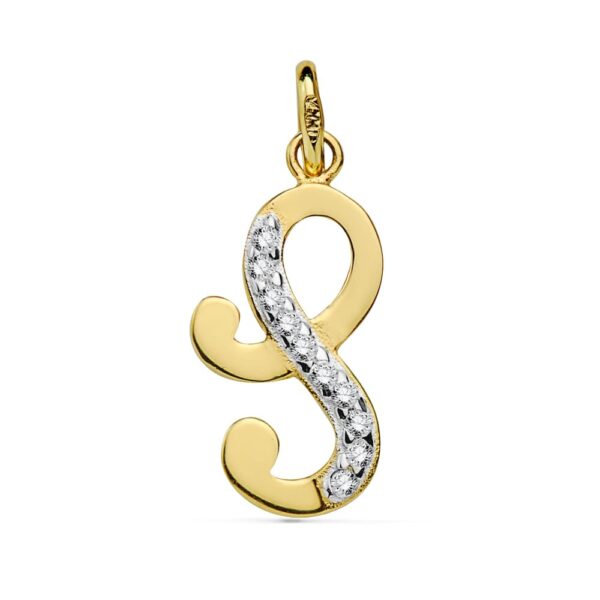 18K COLGANTE LETRA S CIRCONITAS 17X9 MM
