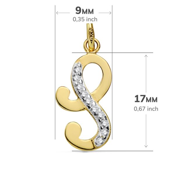 18K COLGANTE LETRA S CIRCONITAS 17X9 MM - Imagen 2
