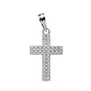 18K CRUZ CIRCONITAS ORO BLANCO 20X12 MM