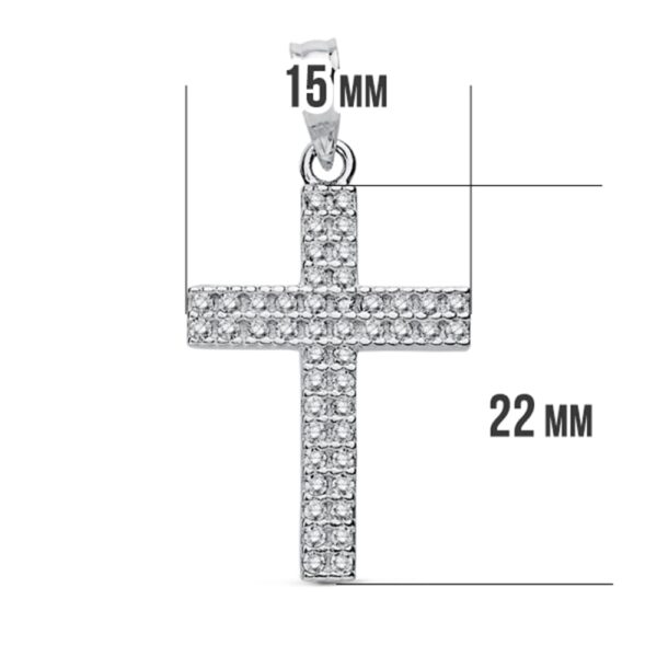 18K CRUZ ORO BLANCO CIRCONITAS 24X15 MM - Imagen 2