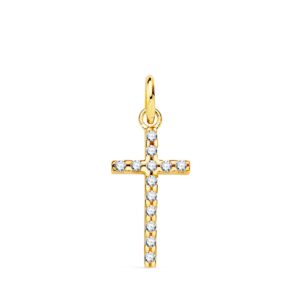 18K CRUZ ORO AMARILLO CIRCONITAS 16X9 MM