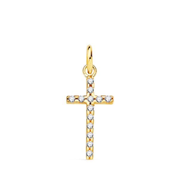 18K CRUZ ORO AMARILLO CIRCONITAS 16X9 MM