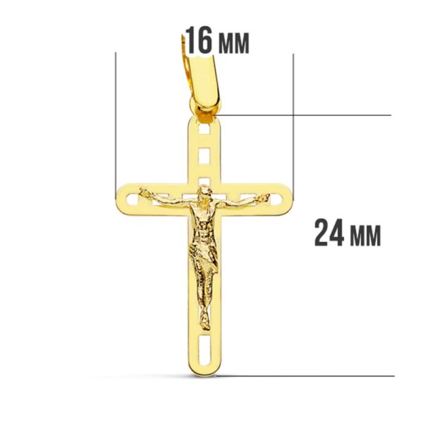 18K CRUZ CON CRISTO CALADA 26X16 MM - Imagen 2