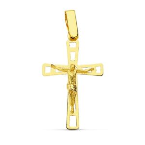 18K CRUZ CON CRISTO CALADA 26X16 MM