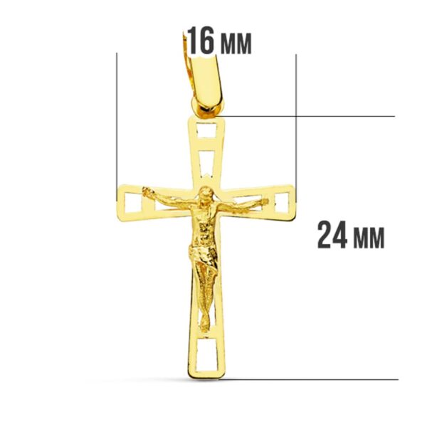 18K CRUZ CON CRISTO CALADA 26X16 MM - Imagen 2