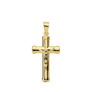 18K CRUZ CON CRISTO PALO OVAL 24X13 MM