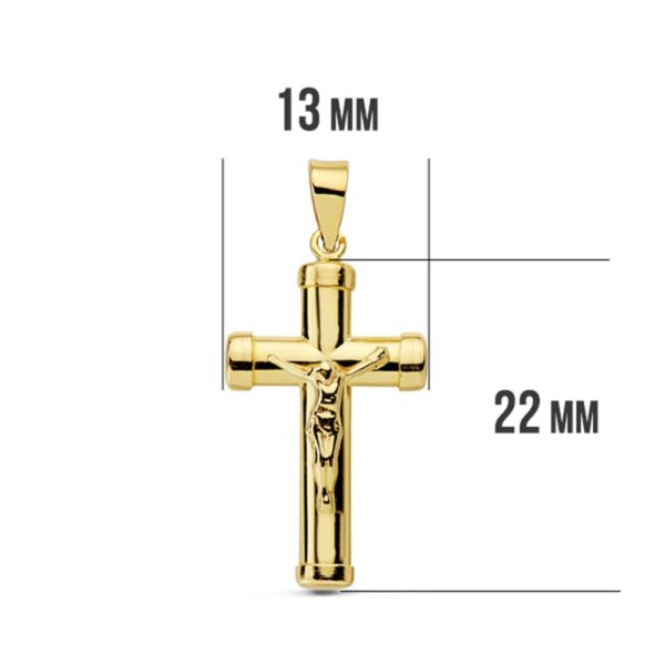 18K CRUZ CON CRISTO PALO OVAL 24X13 MM - Imagen 2