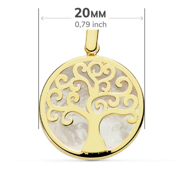 18K COLGANTE NACAR ARBOL DE LA VIDA 20 MM - Imagen 2