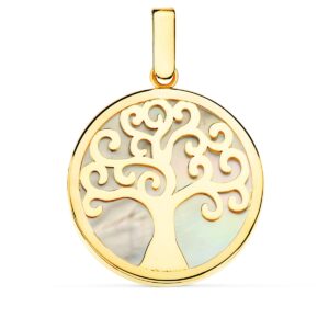 18K COLGANTE NACAR ARBOL DE LA VIDA 20 MM