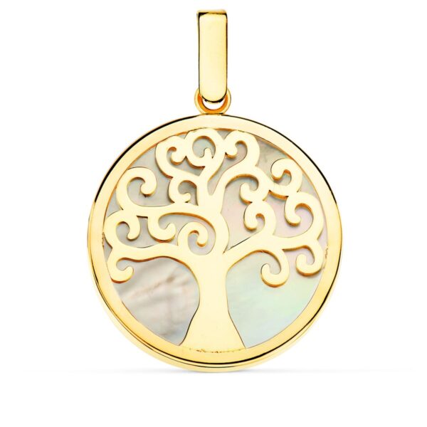 18K COLGANTE NACAR ARBOL DE LA VIDA 20 MM