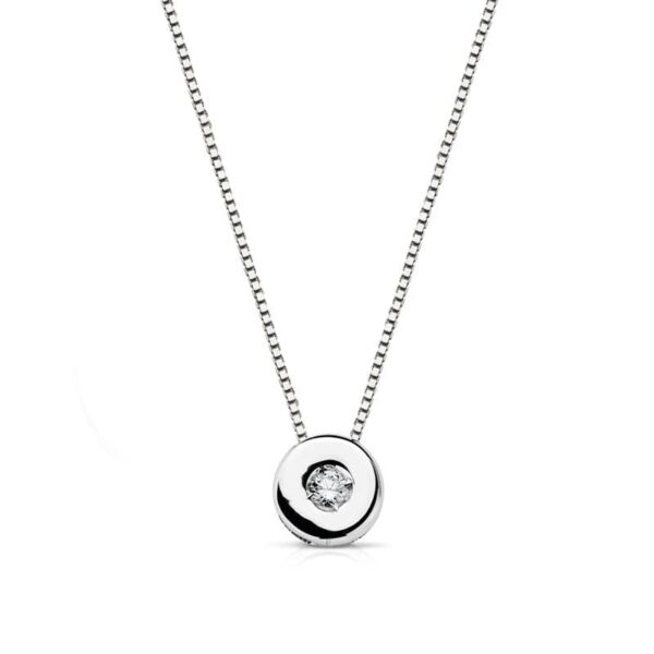 18K GARGANTILLA ORO BLANCO CHATON DIAMANTE 0.02 QTS. H-I CADENA 42 CM