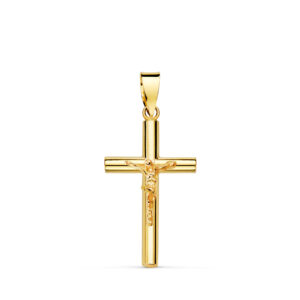 18K CRUZ CON CRISTO TUBO 2.5 MM 21X13 MM