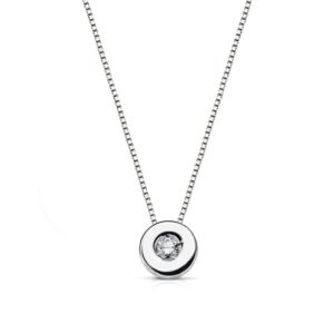18K GARGANTILLA ORO BLANCO CHATON DIAMANTE 0.05 QTS. H-SI CADENA 42 CM