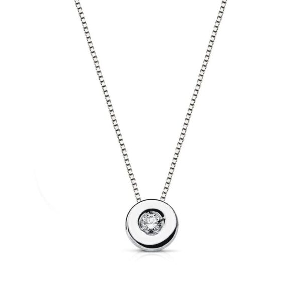 18K GARGANTILLA ORO BLANCO CHATON DIAMANTE 0.05 QTS. H-SI CADENA 42 CM