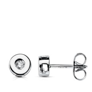 18K PENDIENTES ORO BLANCO DIAMANTES TALLA BRILLANTE 0.07 QTS. 5.5MM