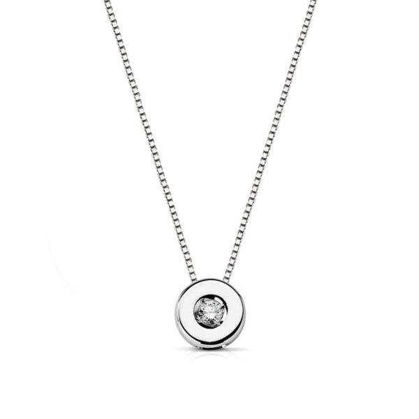 18K GARGANTILLA ORO BLANCO CHATON DIAMANTE 0.035 QTS. H-I CADENA 42 CM