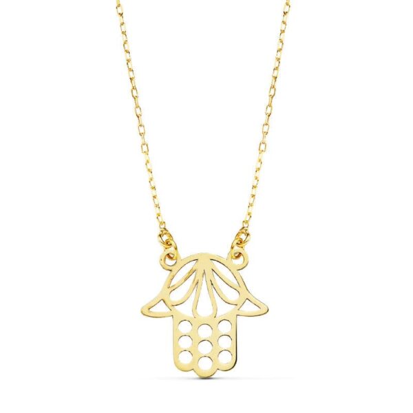 18K GARGANTILLA MANO DE FATIMA 45CM 14X14 MM