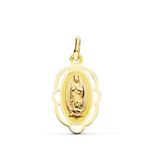 18K MEDALLA VIRGEN DE GUADALUPE CERCO 20X12 MM