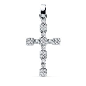 18K CRUZ ORO BLANCO CIRCONITAS 21X13 MM