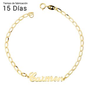 18K PULSERA NOMBRE 17 CM CADENA BILBAO