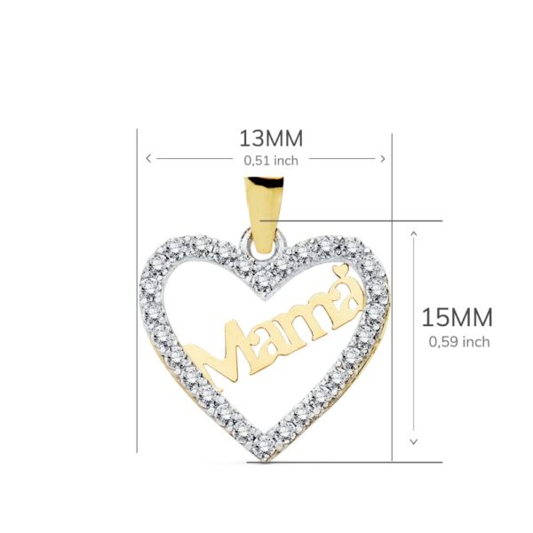 18K COLGANTE CORAZON MAMA 15X13 MM - Imagen 2