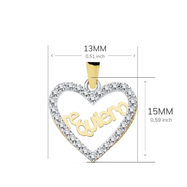 18K COLGANTE CORAZON TE QUIERO 15X13 MM - Imagen 2